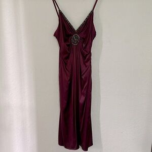 Maroon, satin, beaded, sequin cocktail dress.  Never worn! 🍷🍾